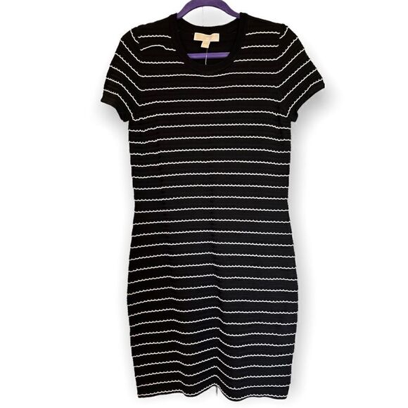 Michael Kors Scalloped-Stripe Sweater Dress - Picture 2 of 14